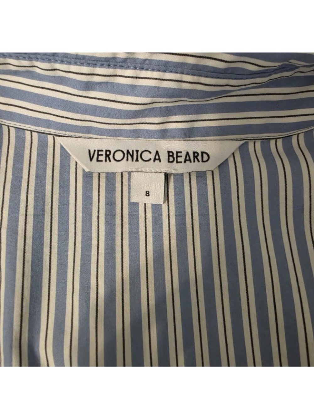Veronica Beard Susan Stripe Mini Shirtdress Blue Fit Flare Size 8 - Picture 7 of 10
